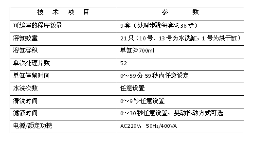 病理组织染色机技术参数