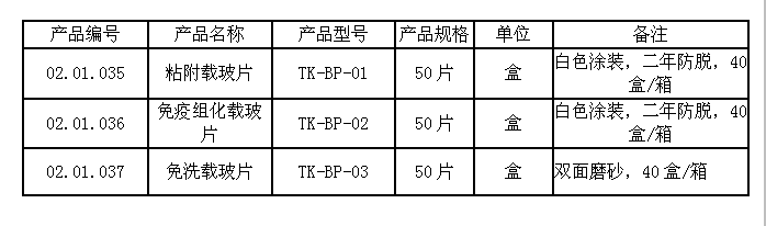 粘附载玻片技术参数